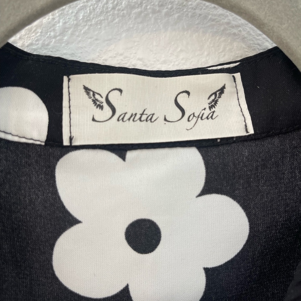 Floral Faux Wrap Blouse in Black and White - Picture 3 of 5